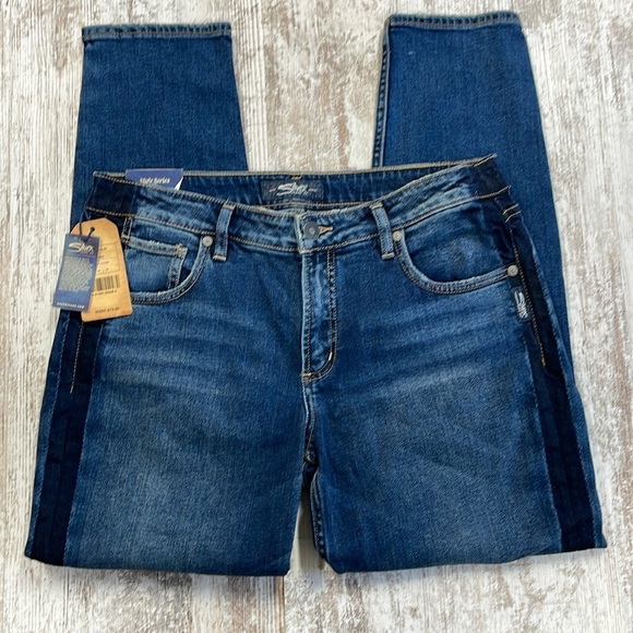 Silver Jeans Co. NWT Indigo Two-Tone Vintage Slim Jeans Size 29 - Picture 1 of 12